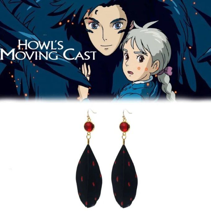 Ghibli Le Chateau Ambulant Boucles Oreilles Haru plumes